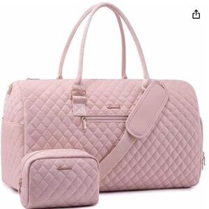 Brand New Pink Duffel with Makeup Bag